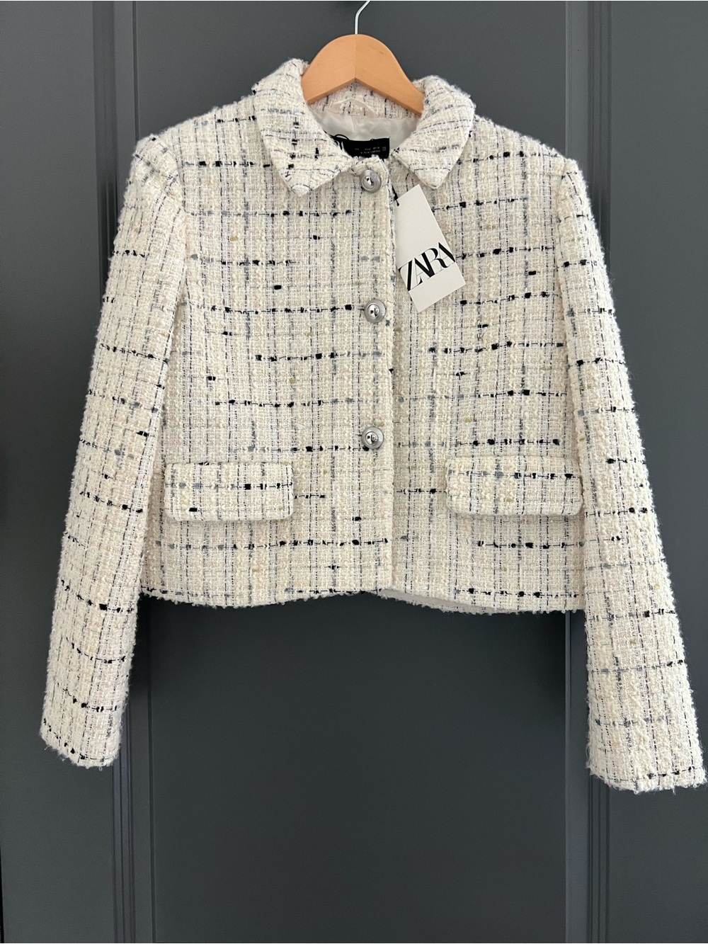NEW Zara Textured Short Blazer Large